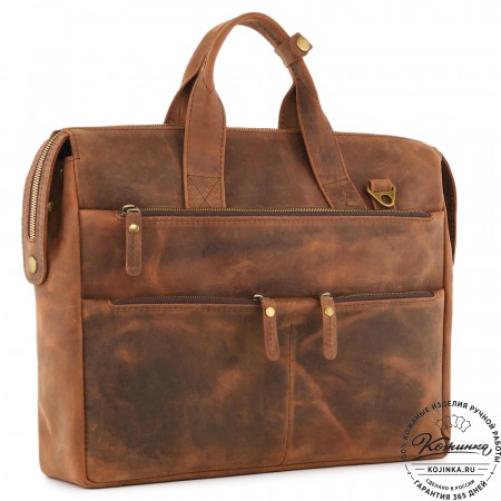  Кожаная деловая сумка "Марк" (коричневый крейзи) 